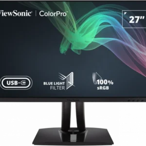 VIEWSONIC FRAMELESS ERGONOMIC PROFESSIONAL LED 27” VP2756-4K (5ms, 60Hz, IPS Panel, 4K (3840 x 2160), More than 30 Versatile working mode, 100% sRGB Pantone Validated, Eco mode, Blue light Filter, Flicker free, Surface: AntiGlare, Hard coating (3H), Pre-Factory Calibration Split Screen, (USB TYPE-A, USB TYPE-B, USB TYPE-C, HDMI 2.0 x 2 & Display Port 1.4 x 1), (Adjustments: Height, Pivot, Swivel & Tilt) & Vesa wall mount).