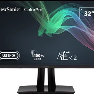VIEWSONIC FRAMELESS ERGONOMIC PROFESSIONAL LED 32” VP3256-4K (5ms, 60Hz, IPS Panel, 4K (3840 x 2160), More than 30 Versatile working mode, 100% sRGB Pantone Validated, Eco mode, Blue light Filter, Flicker free, Surface: AntiGlare, Hard coating (3H), Pre-Factory Calibration Split Screen, (USB TYPE-A, USB TYPE-B, USB TYPE-C, HDMI 2.0 x 2 & Display Port 1.4 x 1), (Adjustments: Height, Pivot, Swivel & Tilt) & Vesa wall mount).