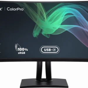 VIEWSONIC FRAMELESS CURVED MONITOR DOCKING LED 34” VP3481A (5ms, 100Hz, VA Panel, UWQHD (3440 x 1440), Free Sync, Ideal for video editing, content development and other color critical application, sRGB, HDR 10, vDisplay Manager, Surface: Anti-Glare, Hard coating (3H), Pantone Validated, Split Screen, Hardware Color Calibrated, (USB TYPE-A, USB TYPE-B, USB TYPE-C, HDMI 2.0 x 2 & Display Port 1.4 x 1), Speaker: 5 W x 2, (Adjustments: Height, Swivel & Tilt) & Vesa wall mount).