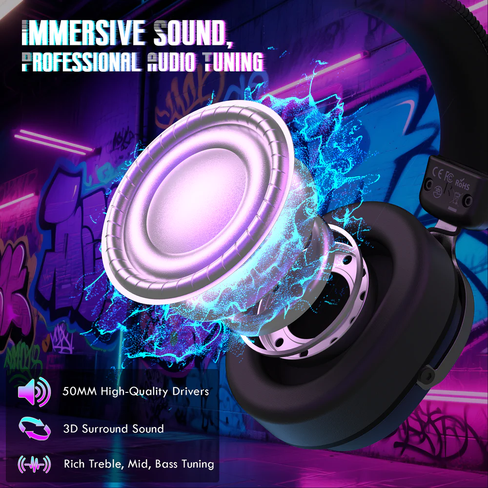 Attack Shark L30Pro Wireless Gaming Headset with 2.4Ghz/BT/Wired, Long Battery Life with Detachable Microphone 7.1 Surround Sound Ultra-Low Latency for PC/PS5/Xbox/Switch/Mobile (Black) - Image 4