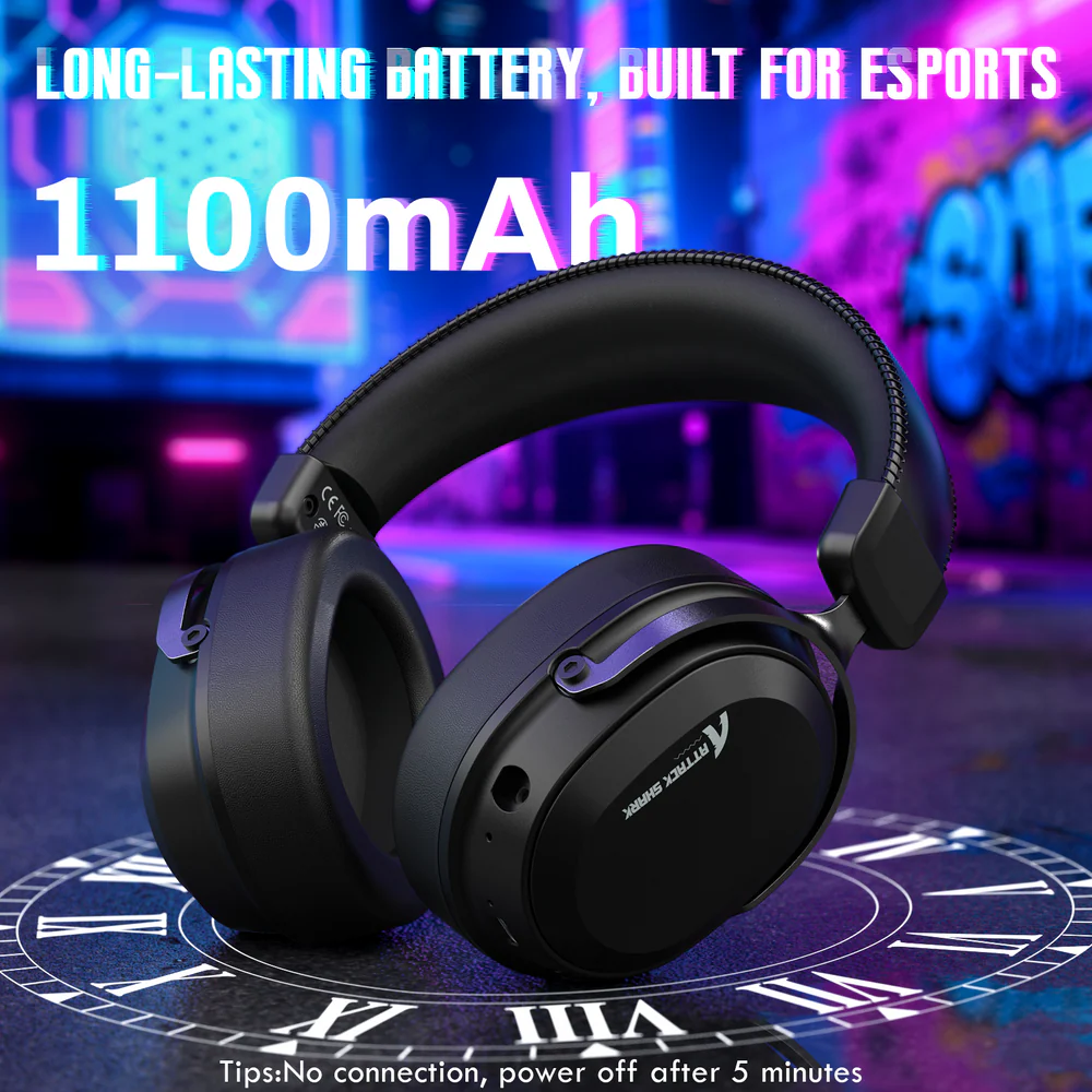 Attack Shark L30Pro Wireless Gaming Headset with 2.4Ghz/BT/Wired, Long Battery Life with Detachable Microphone 7.1 Surround Sound Ultra-Low Latency for PC/PS5/Xbox/Switch/Mobile (Black) - Image 7