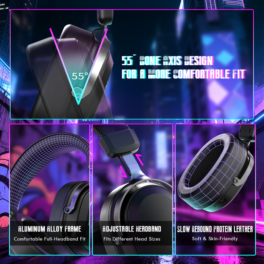 Attack Shark L30Pro Wireless Gaming Headset with 2.4Ghz/BT/Wired, Long Battery Life with Detachable Microphone 7.1 Surround Sound Ultra-Low Latency for PC/PS5/Xbox/Switch/Mobile (Black) - Image 6