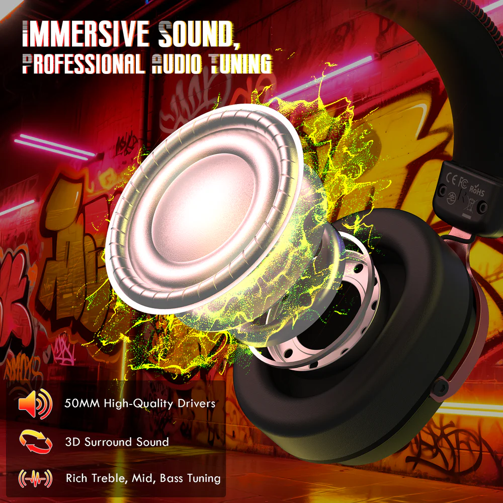 Attack Shark L30Pro Wireless Gaming Headset with 2.4Ghz/BT/Wired, Long Battery Life with Detachable Microphone 7.1 Surround Sound Ultra-Low Latency for PC/PS5/Xbox/Switch/Mobile (Black/Red) - Image 4