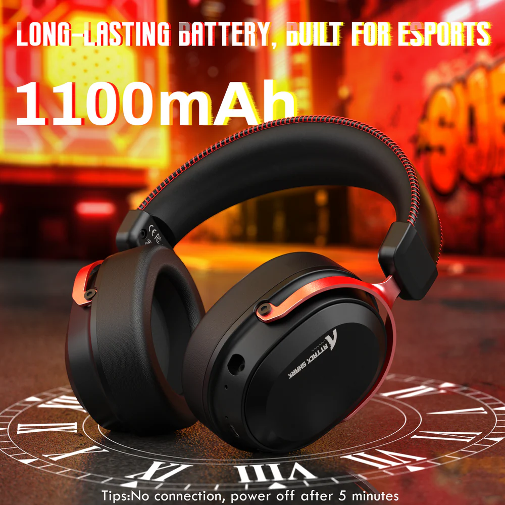 Attack Shark L30Pro Wireless Gaming Headset with 2.4Ghz/BT/Wired, Long Battery Life with Detachable Microphone 7.1 Surround Sound Ultra-Low Latency for PC/PS5/Xbox/Switch/Mobile (Black/Red) - Image 8