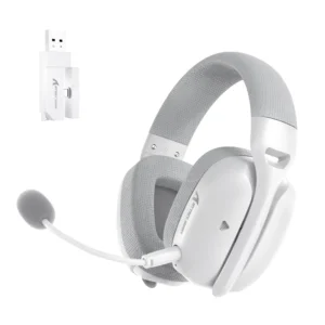 ATTACK SHARK L80 PRO Wireless Gaming Headset – Tri-Mode 2.4GHz/Bluetooth/Wired, Dual Detachable Microphone, 40mm Drivers (White)