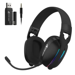 Attack Shark L90 Ultralight RGB Wireless Gaming Headset with Plug-in Microphone, Bluetooth 5.3 & 2.4G Wireless & Wired Headphone, 7.1 Surround Sound for Xbox One Series, PS4,PS5 & PC (Black)