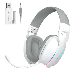 Attack Shark L90 Ultralight RGB Wireless Gaming Headset with Plug-in Microphone, Bluetooth 5.3 & 2.4G Wireless & Wired Headphone, 7.1 Surround Sound for Xbox One Series, PS4,PS5 & PC (White)